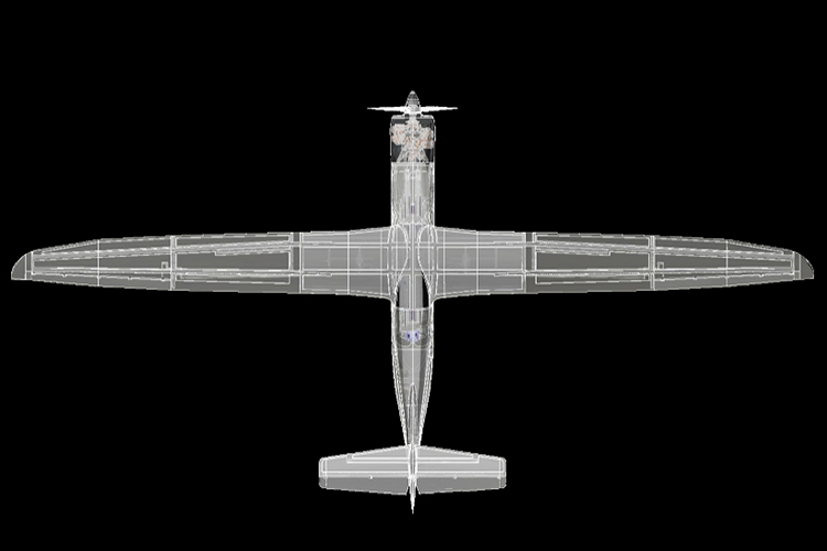 Wireframe rendering of the NightHawk QS3, top view