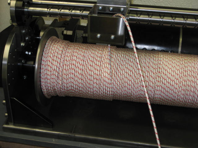 LINEX prototype winch drum carrying tightly wound high-strength line
